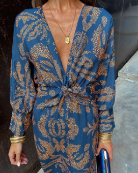 Brenda - Sofisticado vestido largo de manga larga