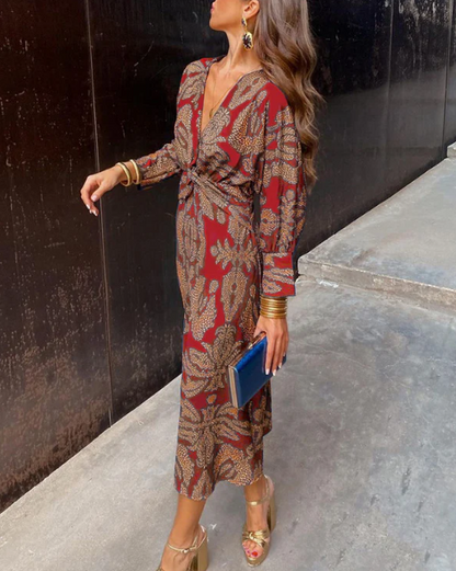 Brenda - Sofisticado vestido largo de manga larga